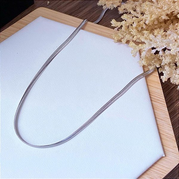 CORRENTE COLAR AÇO INOXIDAVEL LAMINA 0.5 FITA 45CM - PRATEADA
