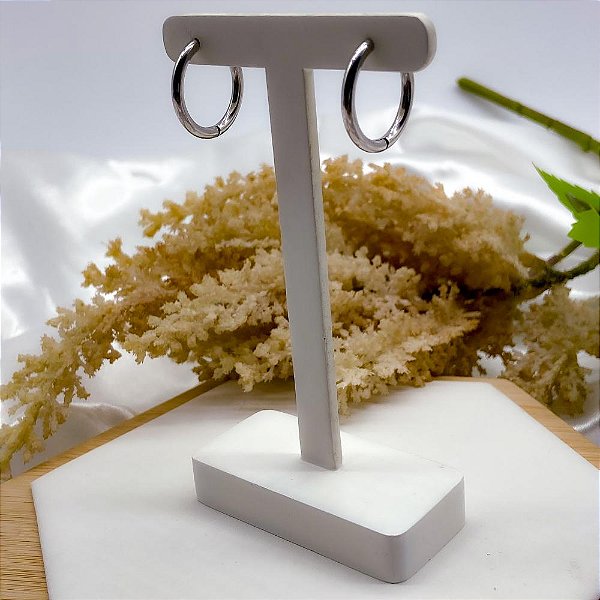 BRINCO ARGOLINHA CLICK  AÇO INOX PRATEADO 2CM  - "M"