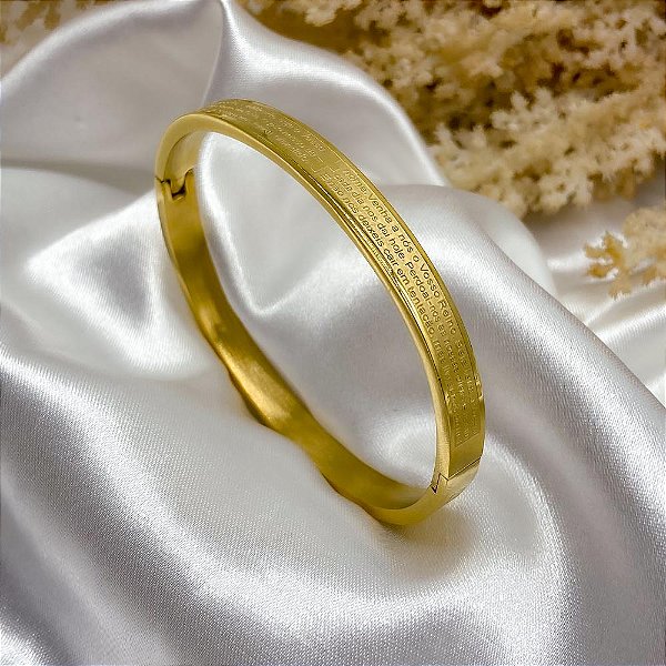 BRACELETE AÇO INOXIDÁVEL PAI NOSSO - DOURADO