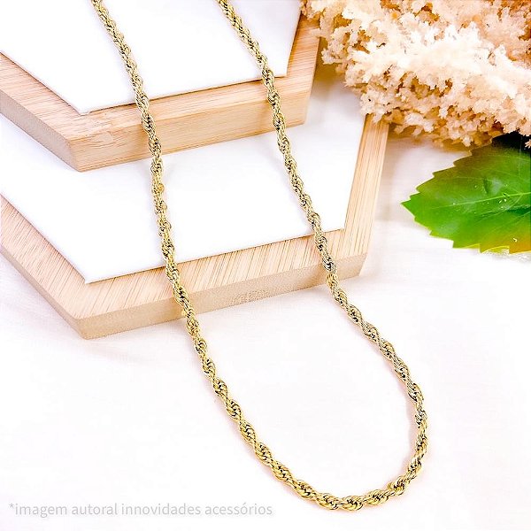 CORRENTE AÇO 60CM CORDÃO BAIANO 08 - DOURADO