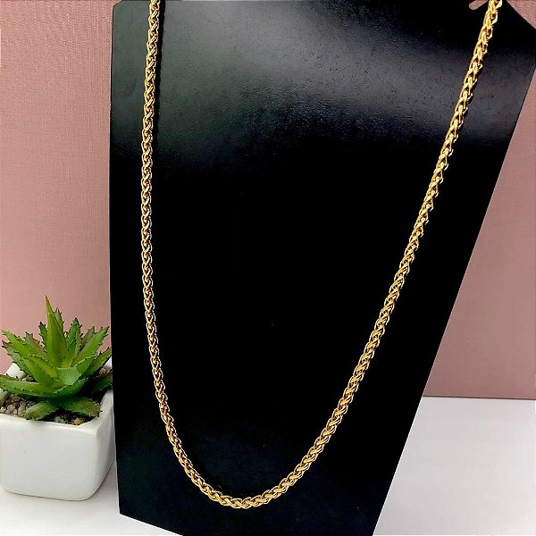 CORRENTE AÇO INOX TRIGO 4.0MM 60 CM - DOURADA