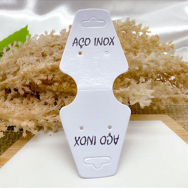 KIT 50 CARTELAS GRAVATINHA TAG PARA BRINCO AÇO INOX - BRANCA