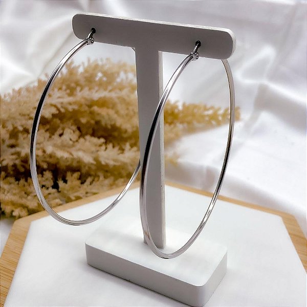 ARGOLA AÇO INOX 8CM  - PRATEADA