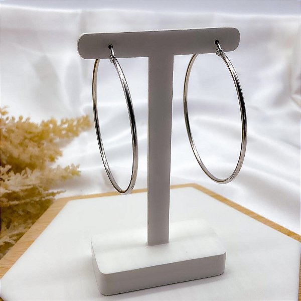 ARGOLA AÇO INOX 7CM  - PRATEADA