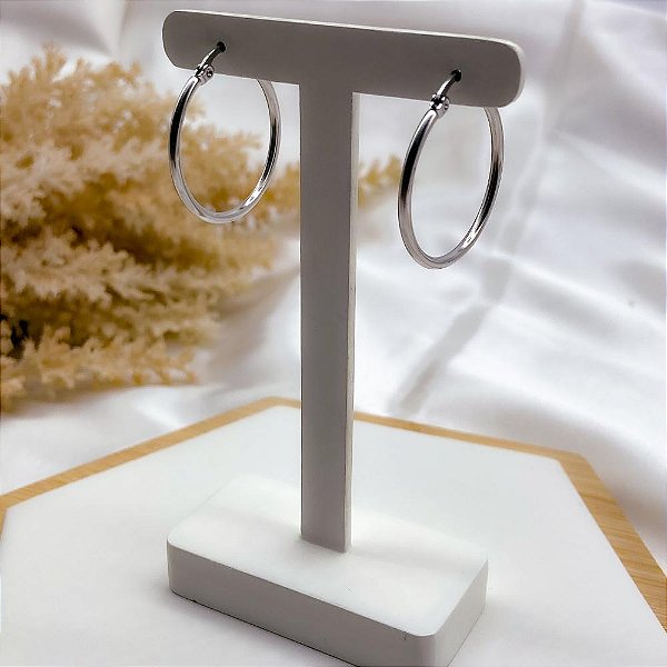 ARGOLA AÇO INOX 3CM  - PRATEADA