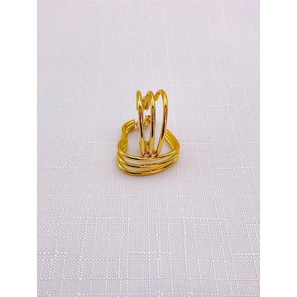 BRINCO AÇO INOX ARGOLA 3 FIOS LISA - DOURADO