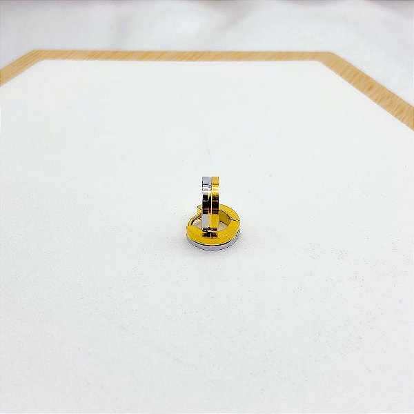 BRINCO AÇO INOX ARGOLINHA CLICK TRABALHADA PP- DUO COLOR