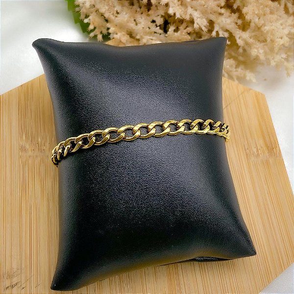 PULSEIRA AÇO INOX GRUMET 1.6MM  15CM - DOURADA