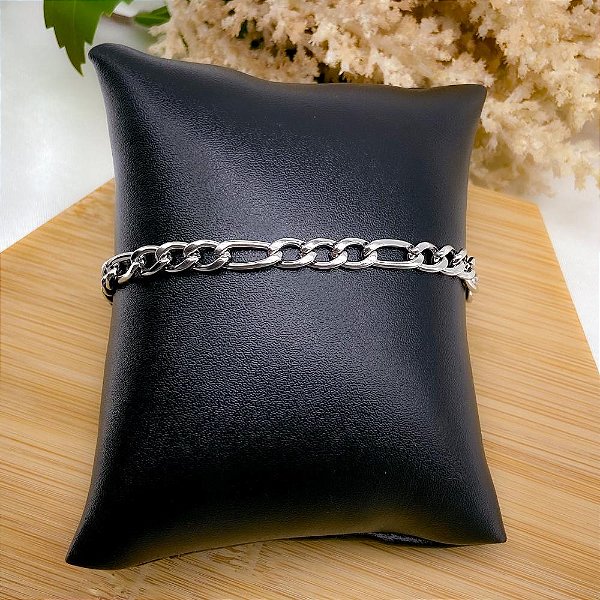 PULSEIRA AÇO INOX FIGARO 1.6 22CM - PRATEADA