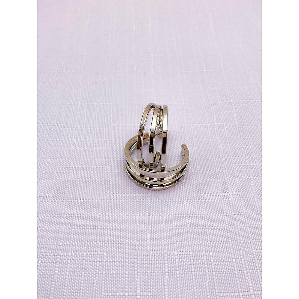 BRINCO AÇO INOX ARGOLA 3 FIOS LISA - PRATEADA