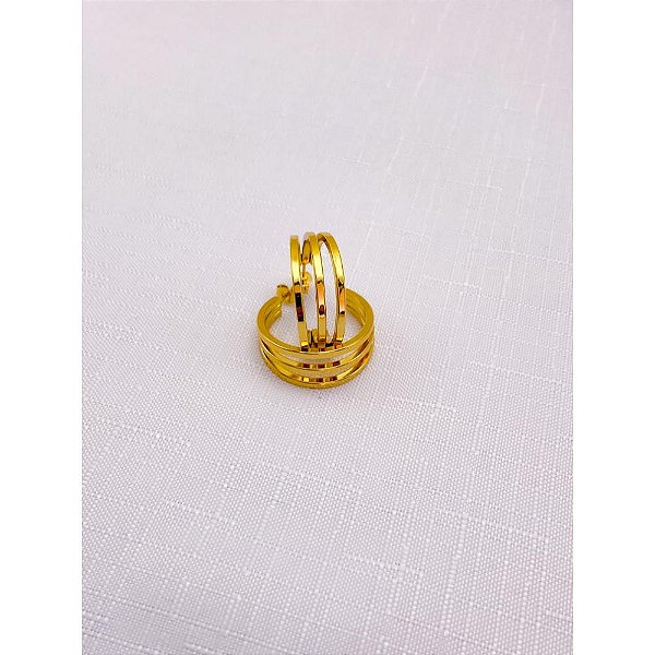 BRINCO AÇO INOX ARGOLA 3 FIOS LISA - DOURADA