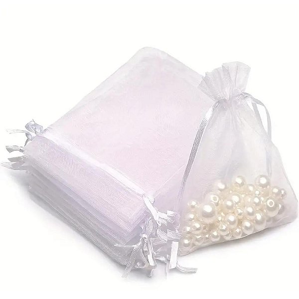 KIT 10 SAQUINHOS DE ORGANZA  7X9CM  P - BRANCO