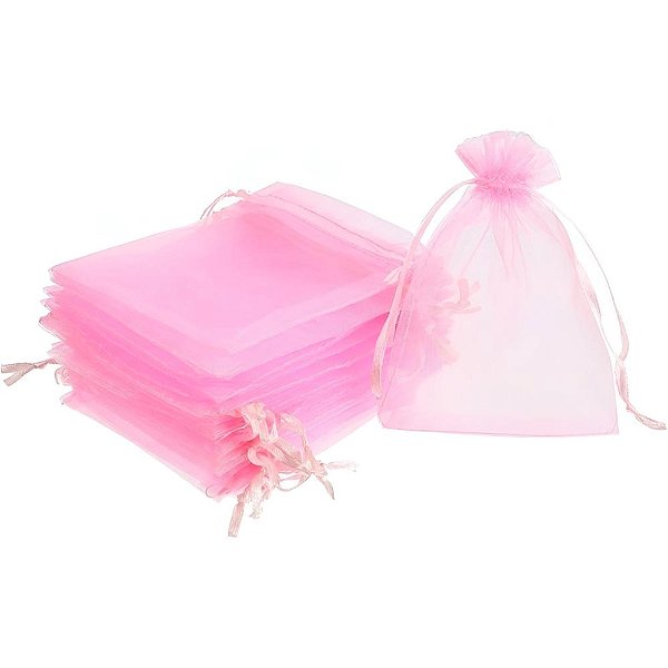 KIT 10 SAQUINHOS DE ORGANZA  7X9CM  P - ROSA