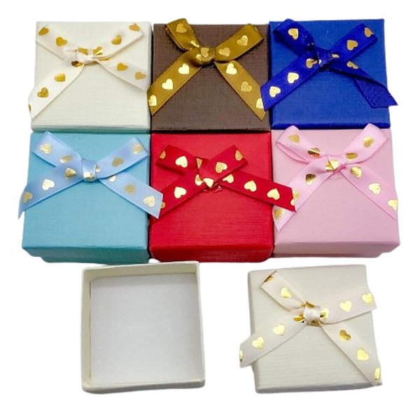 CAIXINHA DE PRESENTE  5X5CM ESTAMPA LISA - CORES SORTIDAS