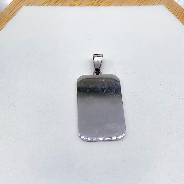 PINGENTE AÇO INOXIDÁVEL PLAQUETA PARA GRAVAÇÃO - PRATEADO