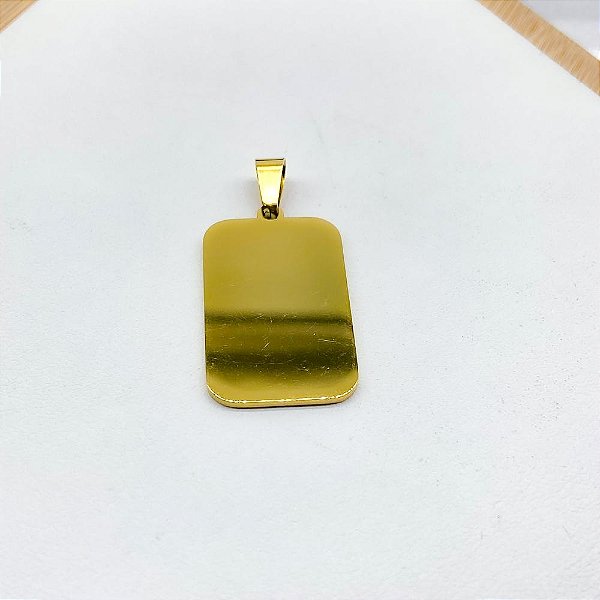 PINGENTE AÇO INOXIDÁVEL PLAQUETA PARA GRAVAÇÃO - DOURADO