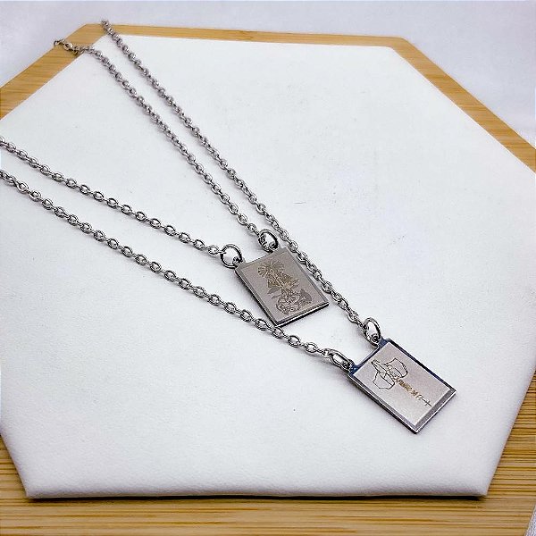 ESCAPULÁRIO AÇO INOX 55 CM  CANTINHO DA ORAÇÃO -PRATEADO