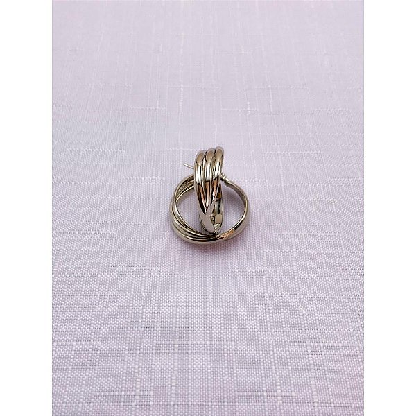 BRINCOS ARGOLA AÇO INOXIDÁVEL 3 FIOS TRANÇADOS - PRATEADO