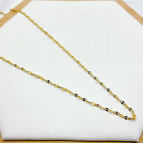 COLAR AÇO INOXIDÁVEL 45CM ELOS ACHATADOS - DOURADA