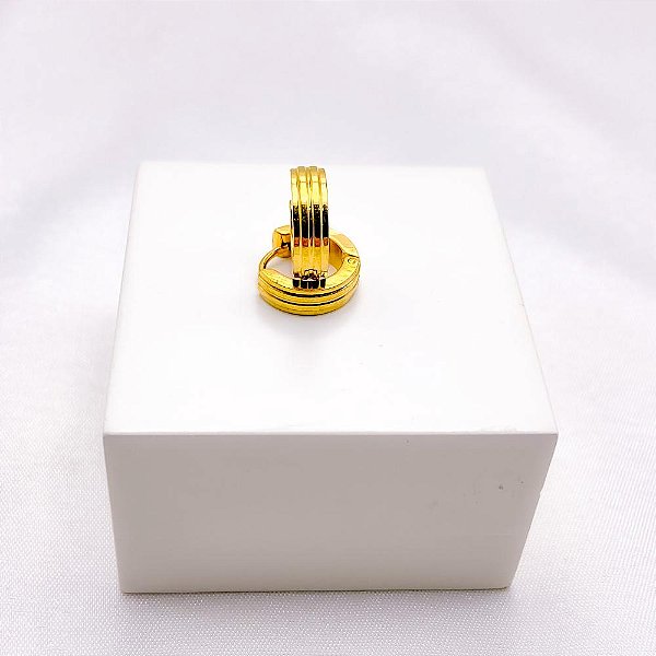 BRINCO AÇO INOX ARGOLINHA CLICK TRABALHADA P- DOURADA