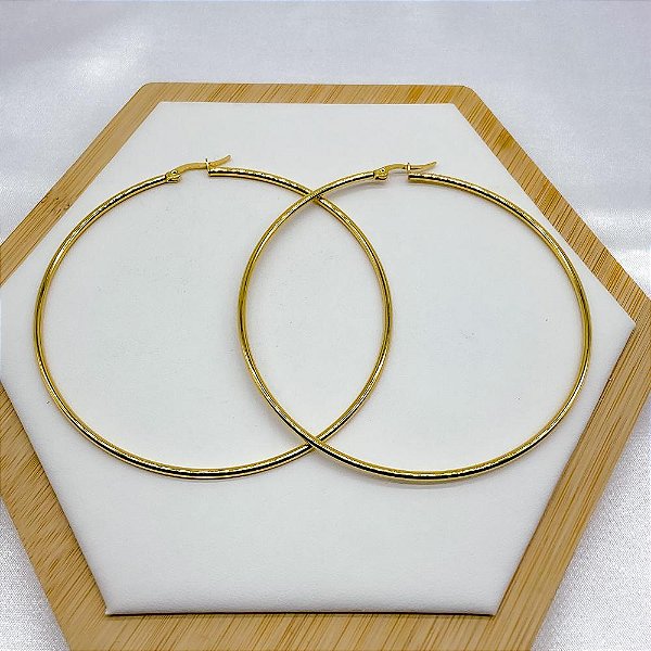 ARGOLA  AÇO INOXIDÁVEL 8CM  - DOURADA