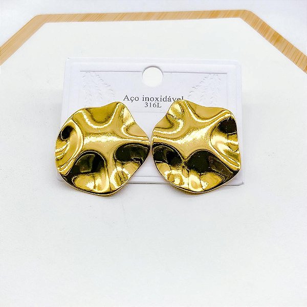 BRINCO AÇO INOXIDÁVEL MARTELADO - DOURADO