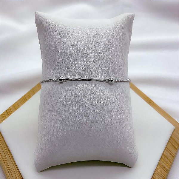 PULSEIRA  AÇO INOX BOLINHAS - PRATEADA