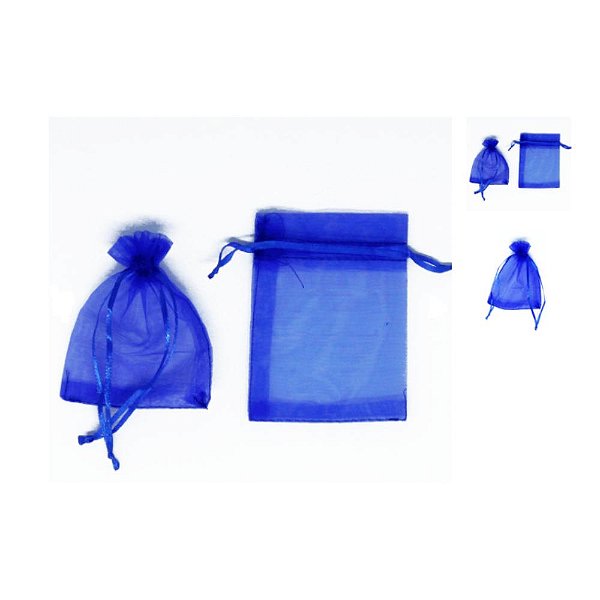 KIT 10 SAQUINHOS DE ORGANZA  7X9CM  P - AZUL ROYAL