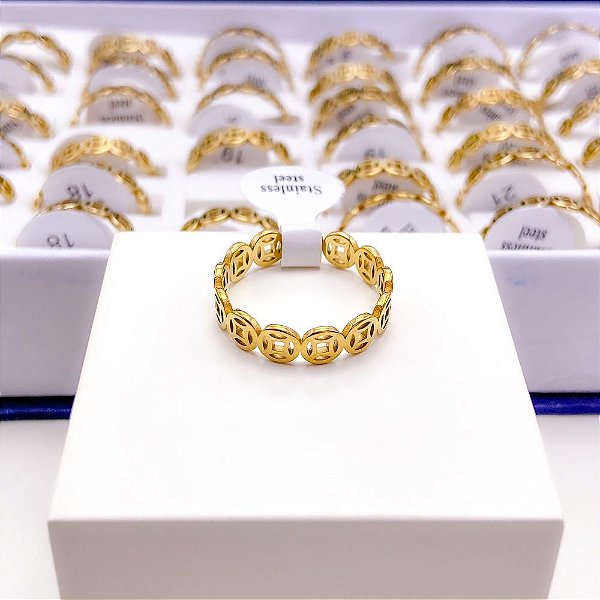 ANEL  AÇO INOXIDÁVEL ESTILO ALIANÇA - DOURADO