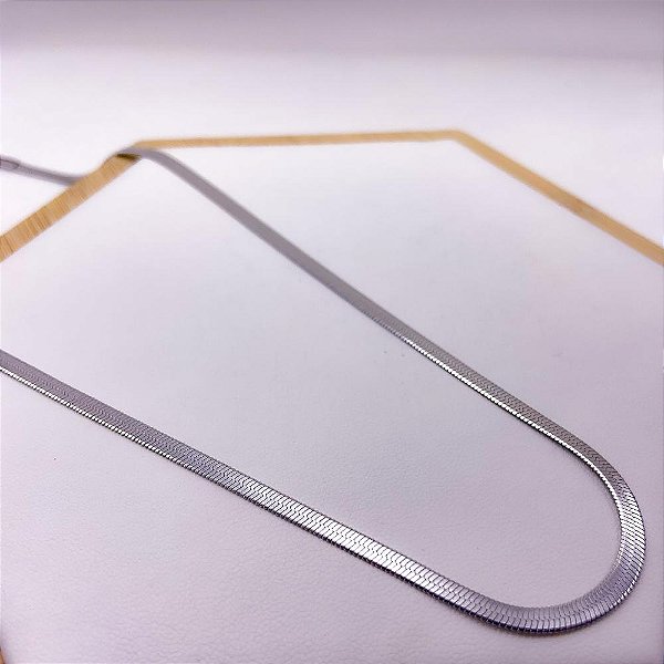 COLAR AÇO INOXIDÁVEL 45CM LÂMINA MALHA 2mm - PRATEADO
