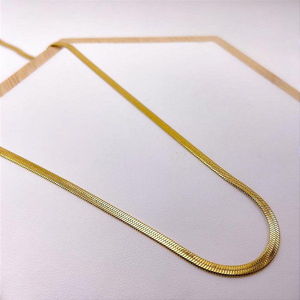 COLAR AÇO INOXIDÁVEL 45CM LÂMINA MALHA 2mm - DOURADO