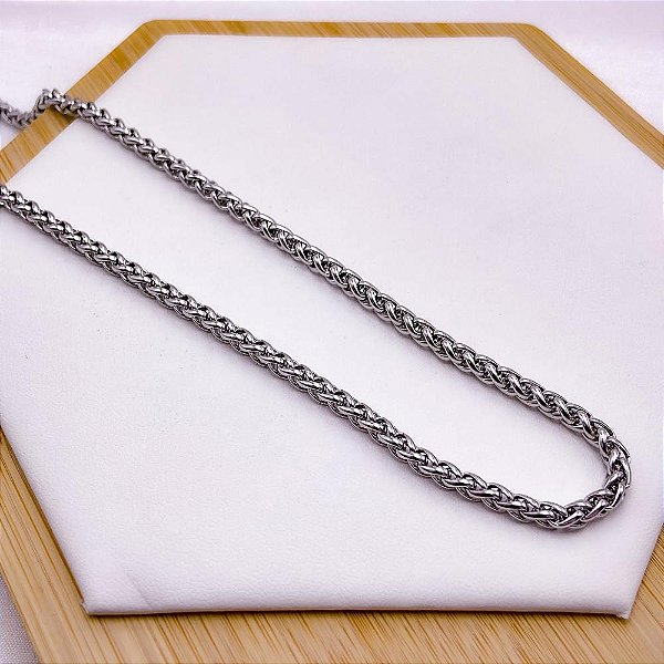 CORRENTE AÇO INOX TRIGO 4.0MM 60 CM - PRATEADO