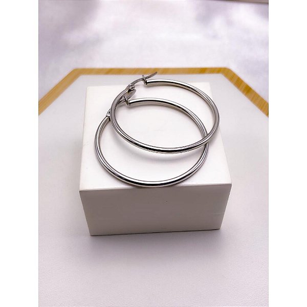 ARGOLA AÇO INOX 4CM  - PRATEADA