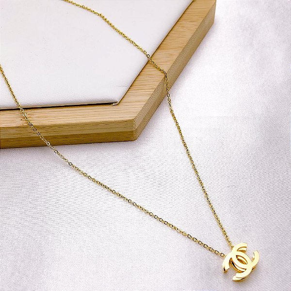 COLAR AÇO INOXIDÁVEL 45CM PINGENTE INSPIRE-SE - DOURADO