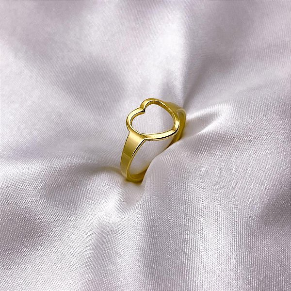 ANEL  AÇO INOXIDÁVEL CORAÇÃO VAZADO - DOURADO