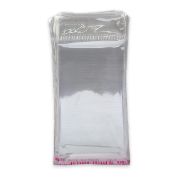 KIT 50 SAQUINHOS TRANSPARENTES ADESIVOS COM FURO TAMANHO 5X8 CM
