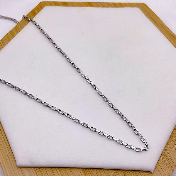 CORRENTE AÇO INOXIDÁVEL 60CM TIJOLINHO 1MM - PRATEADA