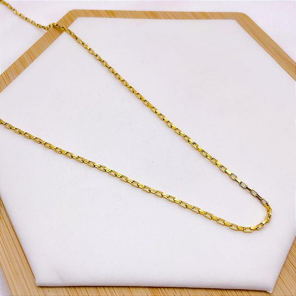 CORRENTE AÇO INOXIDÁVEL 60CM TIJOLINHO 2MM - DOURADA