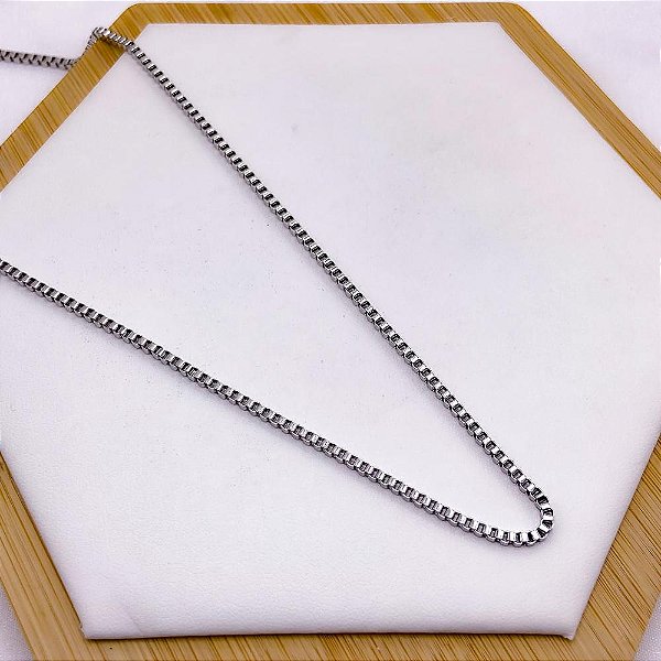 CORRENTE AÇO INOXIDÁVEL 45CM VENEZIANA 2MM - PRATEADA