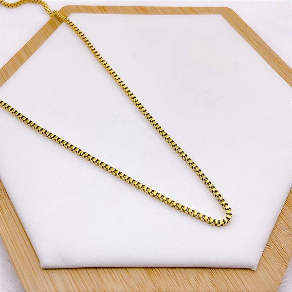 CORRENTE AÇO INOXIDÁVEL 45CM VENEZIANA 2MM - DOURADA