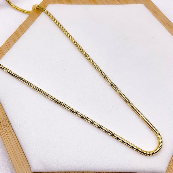 CORRENTE CORDÃO AÇO INOXIDÁVEL 50CM RABO DE RATO 2.4MM - DOURADA