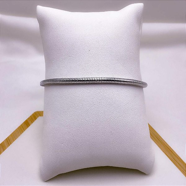 PULSEIRA AÇO INOXIDÁVEL 20CM RABO DE RATO  3.2MM - PRATEADA
