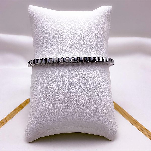 PULSEIRA AÇO INOXIDÁVEL 20CM ELO VENEZIANA 4.0MM - PRATEADA