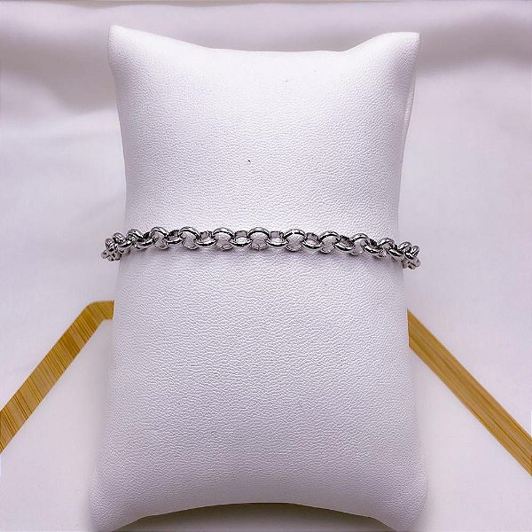 PULSEIRA AÇO INOXIDÁVEL 20CM ELO REDONDO 5.0MM - PRATEADA