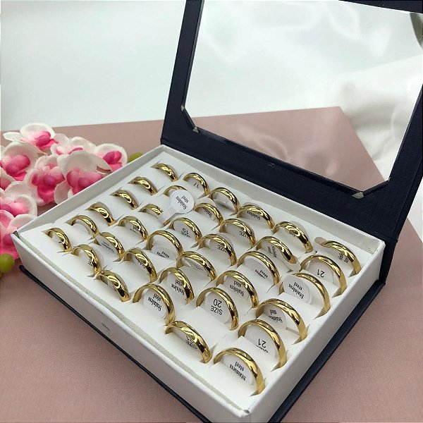 CAIXA DE ALIANÇA EM  AÇO INOXIDÁVEL LISA 3MM -  DOURADA