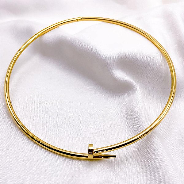 COLAR AÇO INOXIDÁVEL ARO RÍGIDO PREGO - DOURADO