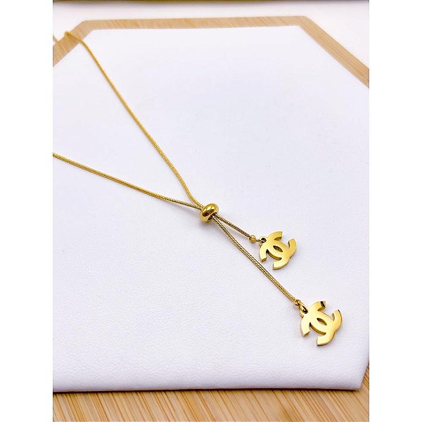 COLAR AÇO INOXIDÁVEL 45 CM GRAVATINHA INSPIRE-SE - DOURADO