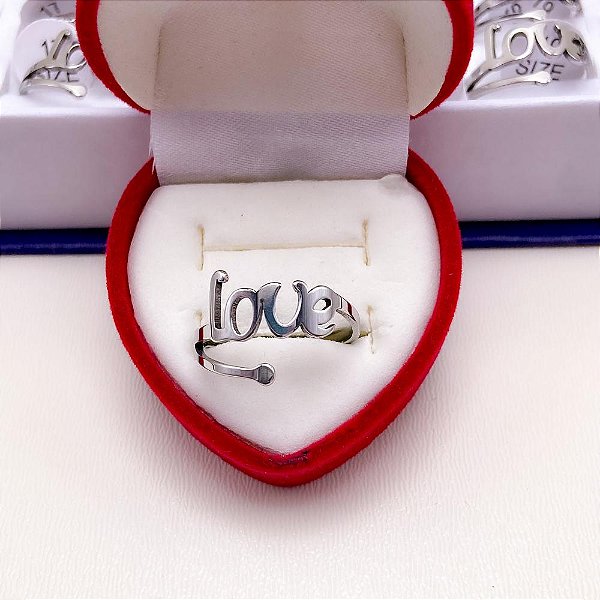 ANEL DE AÇO INOXIDÁVEL LOVE - PRATEADO