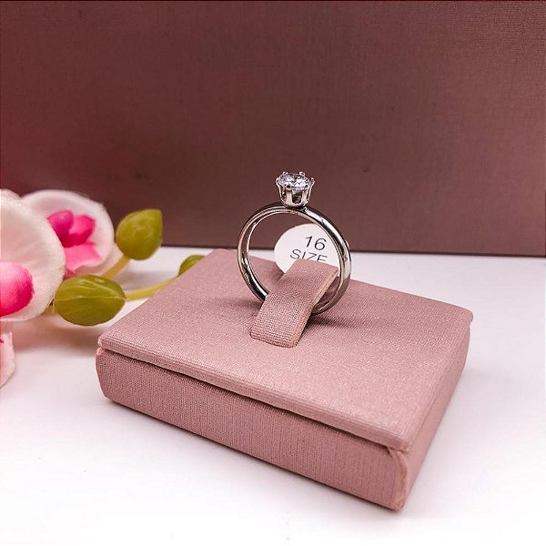 ANEL DE AÇO INOX SOLITÁRIO 3MM PRATEADO - PEDRA CRISTAL