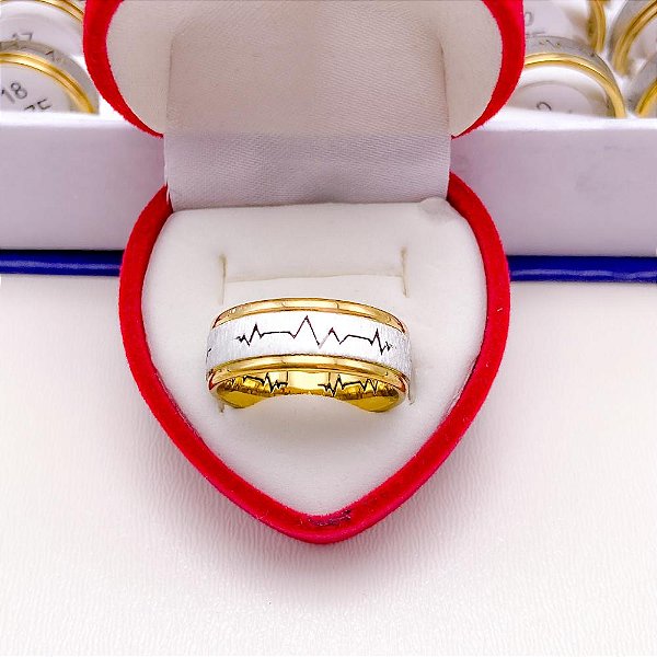 ALIANÇA ACO INOXIDAVEL BATIMENTOS  DIAMANTADA - DUO COLORS (UNIDADE)